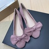image:imageHEE grandWomens Bow Ballet Flats Round Toe Suede Slip On Dress Shoes Comfortable Flat Shoes for Wedding Party CasualDark Pink