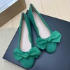 image:imageHEE grandWomens Bow Ballet Flats Round Toe Suede Slip On Dress Shoes Comfortable Flat Shoes for Wedding Party CasualGrass Green