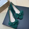 image:imageHEE grandWomens Bow Ballet Flats Round Toe Suede Slip On Dress Shoes Comfortable Flat Shoes for Wedding Party CasualGreen