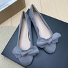 image:imageHEE grandWomens Bow Ballet Flats Round Toe Suede Slip On Dress Shoes Comfortable Flat Shoes for Wedding Party CasualGrey
