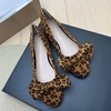 image:imageHEE grandWomens Bow Ballet Flats Round Toe Suede Slip On Dress Shoes Comfortable Flat Shoes for Wedding Party CasualLeopard Brown