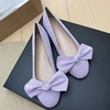 image:imageHEE grandWomens Bow Ballet Flats Round Toe Suede Slip On Dress Shoes Comfortable Flat Shoes for Wedding Party CasualLight Purple