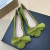 image:imageHEE grandWomens Bow Ballet Flats Round Toe Suede Slip On Dress Shoes Comfortable Flat Shoes for Wedding Party CasualMustard Green