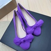 image:imageHEE grandWomens Bow Ballet Flats Round Toe Suede Slip On Dress Shoes Comfortable Flat Shoes for Wedding Party CasualPurple