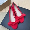 image:imageHEE grandWomens Bow Ballet Flats Round Toe Suede Slip On Dress Shoes Comfortable Flat Shoes for Wedding Party CasualRed