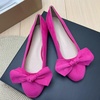 image:imageHEE grandWomens Bow Ballet Flats Round Toe Suede Slip On Dress Shoes Comfortable Flat Shoes for Wedding Party CasualRose