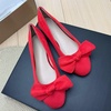 image:imageHEE grandWomens Bow Ballet Flats Round Toe Suede Slip On Dress Shoes Comfortable Flat Shoes for Wedding Party CasualWatermelon Red