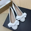 image:imageHEE grandWomens Bow Ballet Flats Round Toe Suede Slip On Dress Shoes Comfortable Flat Shoes for Wedding Party CasualWhite
