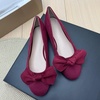 image:imageHEE grandWomens Bow Ballet Flats Round Toe Suede Slip On Dress Shoes Comfortable Flat Shoes for Wedding Party CasualWine Red