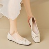image:imageHee grand Ballet Flats for Women Square Toe Bow Ballet Flats Comfort Low Heel SlipOn Dress Shoes Fashion Women FlatsApricot