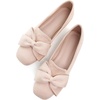 image:imageHee grand Bowknot Ballet Flats for Women Square Toe Dressy Shoes Suede Comfort SlipOn Loafers Casual Womens FlatsApricot