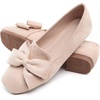 image:imageHee grand Bowknot Ballet Flats for Women Square Toe Dressy Shoes Suede Comfort SlipOn Loafers Casual Womens FlatsApricot