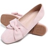 image:imageHee grand Bowknot Ballet Flats for Women Square Toe Dressy Shoes Suede Comfort SlipOn Loafers Casual Womens FlatsBaby Pink