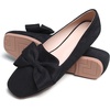 image:imageHee grand Bowknot Ballet Flats for Women Square Toe Dressy Shoes Suede Comfort SlipOn Loafers Casual Womens FlatsBlack