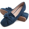 image:imageHee grand Bowknot Ballet Flats for Women Square Toe Dressy Shoes Suede Comfort SlipOn Loafers Casual Womens FlatsBlue