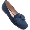 image:imageHee grand Bowknot Ballet Flats for Women Square Toe Dressy Shoes Suede Comfort SlipOn Loafers Casual Womens FlatsBlue