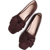 image:imageHee grand Bowknot Ballet Flats for Women Square Toe Dressy Shoes Suede Comfort SlipOn Loafers Casual Womens FlatsBrown