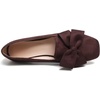 image:imageHee grand Bowknot Ballet Flats for Women Square Toe Dressy Shoes Suede Comfort SlipOn Loafers Casual Womens FlatsBrown