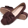 image:imageHee grand Bowknot Ballet Flats for Women Square Toe Dressy Shoes Suede Comfort SlipOn Loafers Casual Womens FlatsBrown
