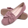image:imageHee grand Bowknot Ballet Flats for Women Square Toe Dressy Shoes Suede Comfort SlipOn Loafers Casual Womens FlatsElegant Pink