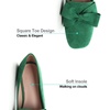 image:imageHee grand Bowknot Ballet Flats for Women Square Toe Dressy Shoes Suede Comfort SlipOn Loafers Casual Womens FlatsGrass Green