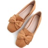 image:imageHee grand Bowknot Ballet Flats for Women Square Toe Dressy Shoes Suede Comfort SlipOn Loafers Casual Womens FlatsKhaki