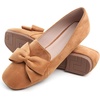 image:imageHee grand Bowknot Ballet Flats for Women Square Toe Dressy Shoes Suede Comfort SlipOn Loafers Casual Womens FlatsKhaki
