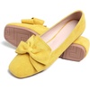 image:imageHee grand Bowknot Ballet Flats for Women Square Toe Dressy Shoes Suede Comfort SlipOn Loafers Casual Womens FlatsLemon Yellow