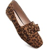 image:imageHee grand Bowknot Ballet Flats for Women Square Toe Dressy Shoes Suede Comfort SlipOn Loafers Casual Womens FlatsLeopard Brown
