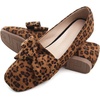 image:imageHee grand Bowknot Ballet Flats for Women Square Toe Dressy Shoes Suede Comfort SlipOn Loafers Casual Womens FlatsLeopard Brown