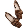 image:imageHee grand Bowknot Ballet Flats for Women Square Toe Dressy Shoes Suede Comfort SlipOn Loafers Casual Womens FlatsLeopard Brown