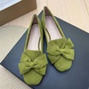 image:imageHee grand Bowknot Ballet Flats for Women Square Toe Dressy Shoes Suede Comfort SlipOn Loafers Casual Womens FlatsMustard Green
