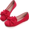 image:imageHee grand Bowknot Ballet Flats for Women Square Toe Dressy Shoes Suede Comfort SlipOn Loafers Casual Womens FlatsRed