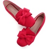 image:imageHee grand Bowknot Ballet Flats for Women Square Toe Dressy Shoes Suede Comfort SlipOn Loafers Casual Womens FlatsRed