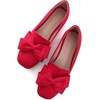image:imageHee grand Bowknot Ballet Flats for Women Square Toe Dressy Shoes Suede Comfort SlipOn Loafers Casual Womens FlatsRed
