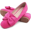 image:imageHee grand Bowknot Ballet Flats for Women Square Toe Dressy Shoes Suede Comfort SlipOn Loafers Casual Womens FlatsRose Red