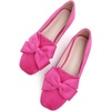 image:imageHee grand Bowknot Ballet Flats for Women Square Toe Dressy Shoes Suede Comfort SlipOn Loafers Casual Womens FlatsRose Red