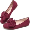 image:imageHee grand Bowknot Ballet Flats for Women Square Toe Dressy Shoes Suede Comfort SlipOn Loafers Casual Womens FlatsWine Red