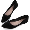 image:imageHee grand Bowknot Pointed Toe Ballet Flats for Women Comfort SlipOn Work Flats Suede Solid Dress ShoesBlack