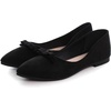 image:imageHee grand Bowknot Pointed Toe Ballet Flats for Women Comfort SlipOn Work Flats Suede Solid Dress ShoesBlack