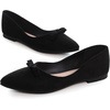 image:imageHee grand Bowknot Pointed Toe Ballet Flats for Women Comfort SlipOn Work Flats Suede Solid Dress ShoesBlack