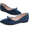 image:imageHee grand Bowknot Pointed Toe Ballet Flats for Women Comfort SlipOn Work Flats Suede Solid Dress ShoesBlue