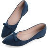 image:imageHee grand Bowknot Pointed Toe Ballet Flats for Women Comfort SlipOn Work Flats Suede Solid Dress ShoesBlue