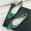 image:imageHee grand Bowknot Pointed Toe Ballet Flats for Women Comfort SlipOn Work Flats Suede Solid Dress ShoesGrass Green
