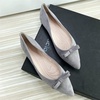 image:imageHee grand Bowknot Pointed Toe Ballet Flats for Women Comfort SlipOn Work Flats Suede Solid Dress ShoesGrey