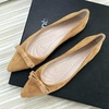 image:imageHee grand Bowknot Pointed Toe Ballet Flats for Women Comfort SlipOn Work Flats Suede Solid Dress ShoesKhaki