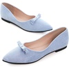 image:imageHee grand Bowknot Pointed Toe Ballet Flats for Women Comfort SlipOn Work Flats Suede Solid Dress ShoesLight Blue