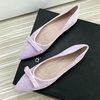 image:imageHee grand Bowknot Pointed Toe Ballet Flats for Women Comfort SlipOn Work Flats Suede Solid Dress ShoesLight Purple