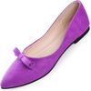 image:imageHee grand Bowknot Pointed Toe Ballet Flats for Women Comfort SlipOn Work Flats Suede Solid Dress ShoesPurple