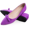 image:imageHee grand Bowknot Pointed Toe Ballet Flats for Women Comfort SlipOn Work Flats Suede Solid Dress ShoesPurple